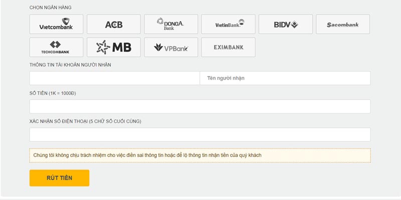 Rút tiền GK88 về tài khoản ngân hàng chi tiết nhất